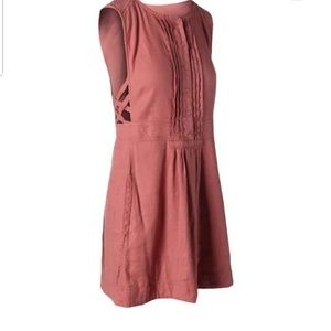 Free People linen pintucked pleated cut-out dress